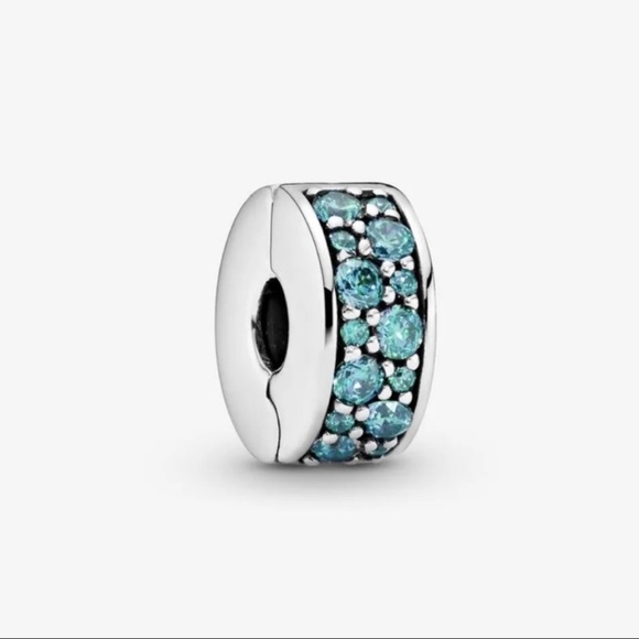 PANDORA Teal Pavé Clip Charm - Picture 4 of 4